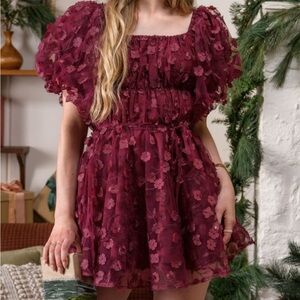 Altar'd State | Women's Burgundy babydoll dress.